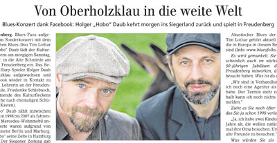 Siegener Zeitung vom 29.5.2015 Autor: Alexander Weiß